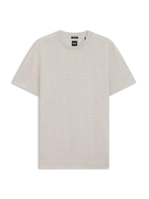 BOSS COTTON T-SHIRT WITH TWO-TONE JACQUARD-KNIT PATTERN