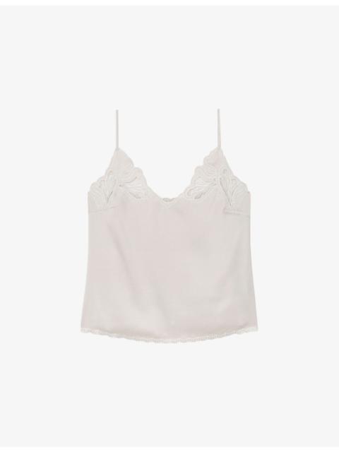 REISS Joanie Lace-Detail Satin Cami Top