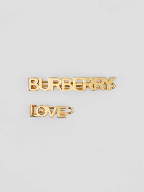 Burberry Gold-plated Logo and Love Hair Clips