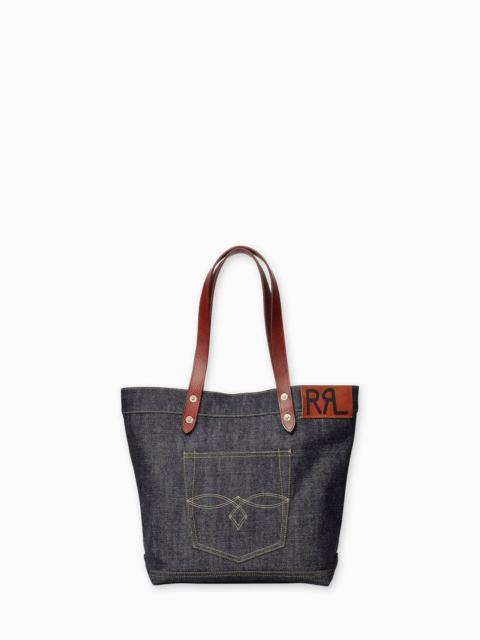 RRL by Ralph Lauren RRL OLSEN LEATHER-TRIM DENIM TOTE INDIGO