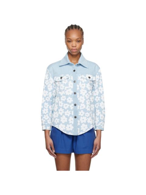 MSGM Blue Printed Denim Shirt