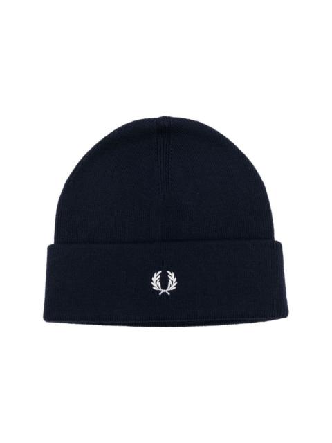 Fred Perry logo-embroidered beanie hat