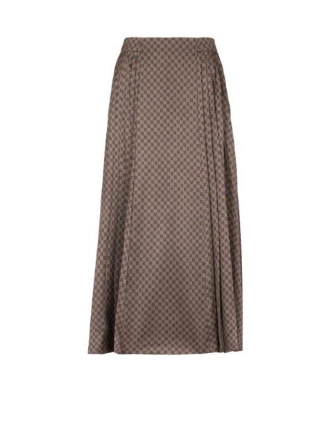 Balmain Mini monogram pleated midi skirt