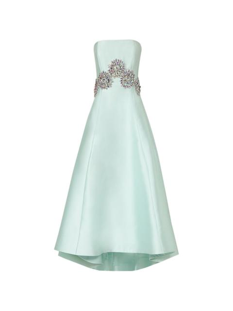 COSTARELLOS Bria crystal-embellished strapless midi dress