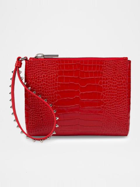 Christian Louboutin Cabata Mini Pouch Bag in Croc-Embossed Leather