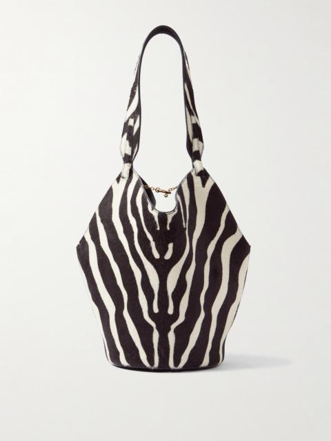 KHAITE Lotus Mini Zebra-print Calf Hair And Suede Tote