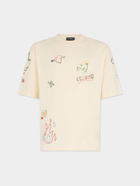 DSQUARED2 HANDMADE SCRIBBLES LOOSE FIT T-SHIRT