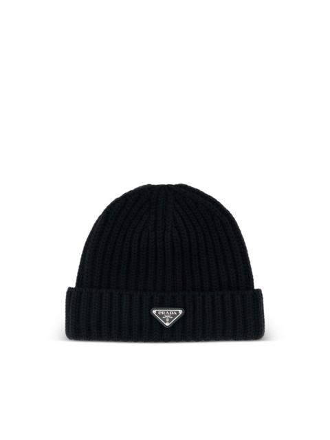 Prada triangle-logo beanie hat