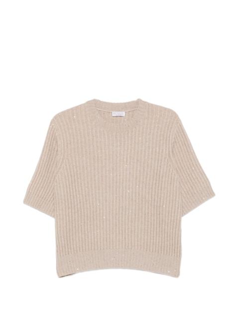 Brunello Cucinelli sequin-embellished ribbed-knit sweater