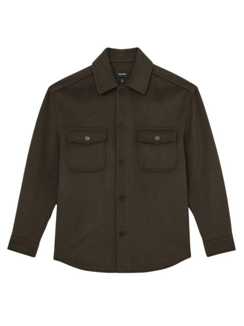 REISS Men's Liam Wool-Blend Overshirt - Khaki Green