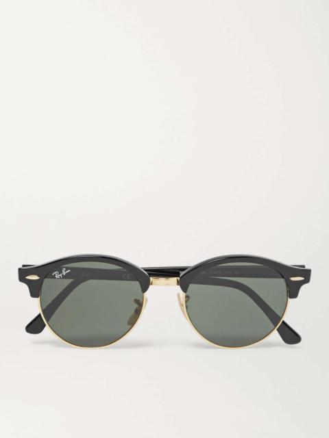 Ray-Ban Clubmaster Round-Frame Acetate and Gold-Tone Polarised Sunglasses