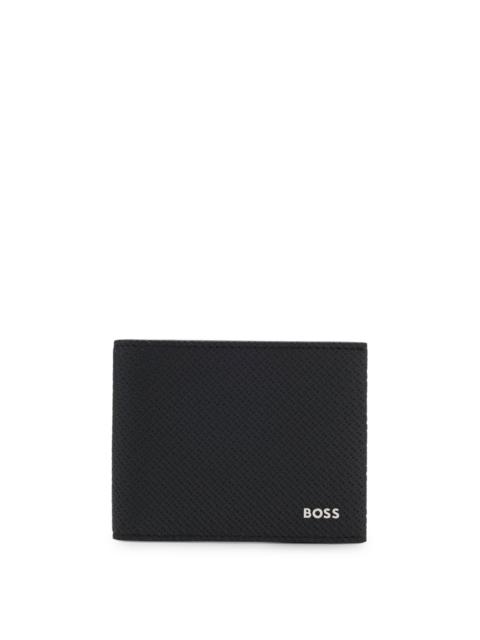 BOSS MONOGRAM-EMBOSSED FOLDING WALLET WITH METAL LOGO