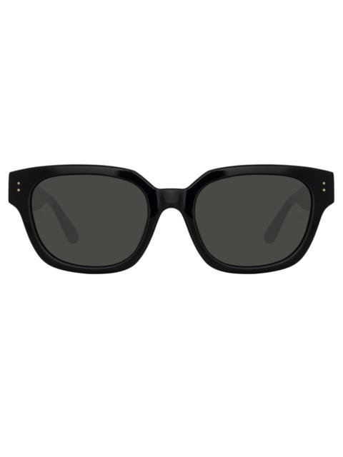 LINDA FARROW DENI D-FRAME SUNGLASSES IN BLACK