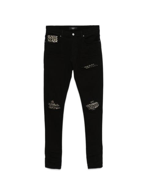 leopard-detailed jeans