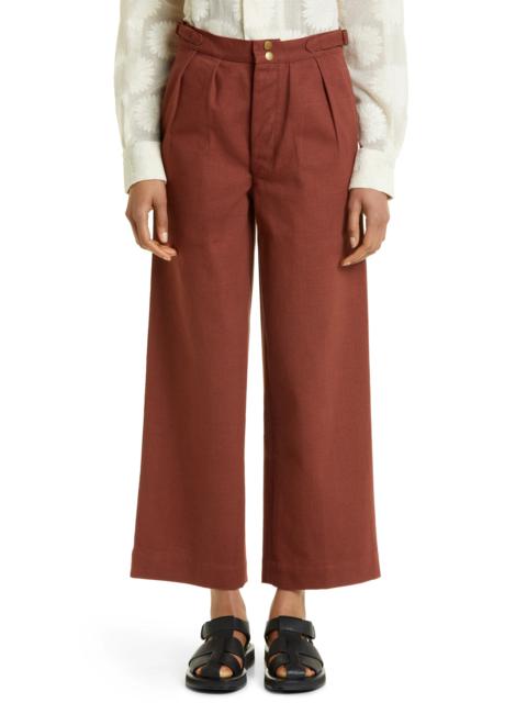 Wide Leg Cotton Twill Pants