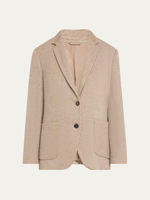 Brunello Cucinelli Two-Button Lurex Cotton English Rib Blazer