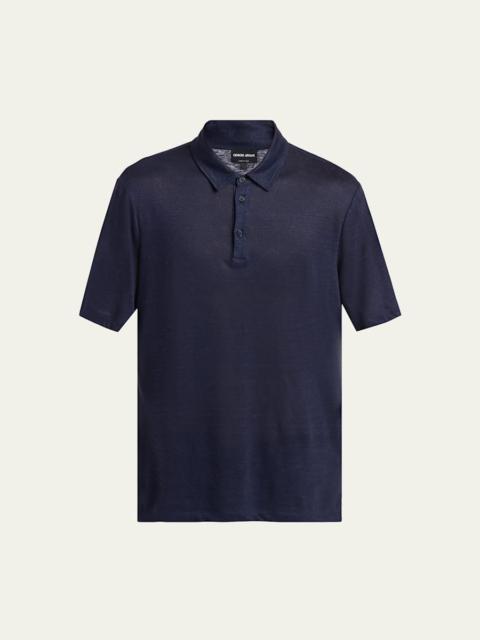 GIORGIO ARMANI Men's Linen Classic-Fit Polo Shirt