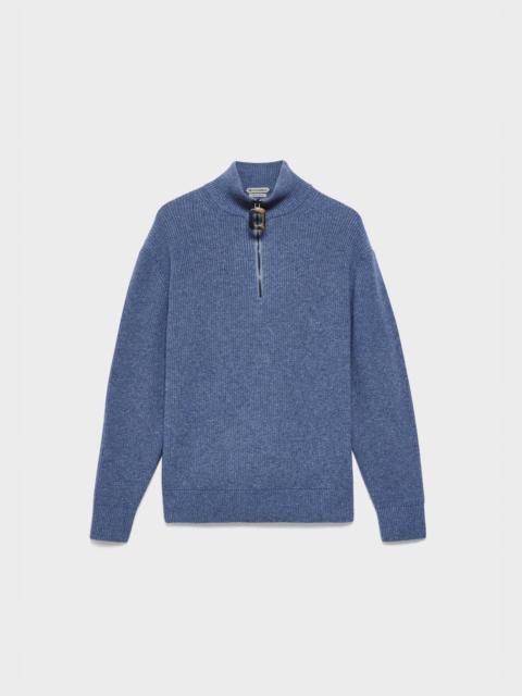 JW Anderson MENS HALF ZIP JUMPER IN SMOKE BLUE