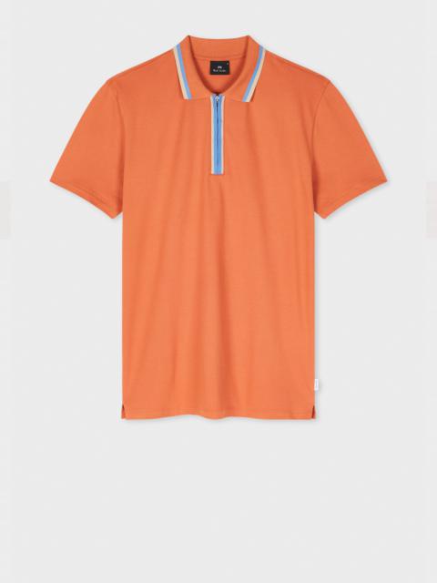 Paul Smith Organic Cotton Orange Zip-Neck Polo Shirt