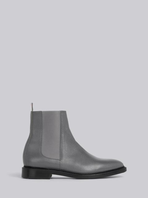 Thom Browne Medium Grey Pebble Grain Leather 4-Bar Leather Sole Chelsea Boot