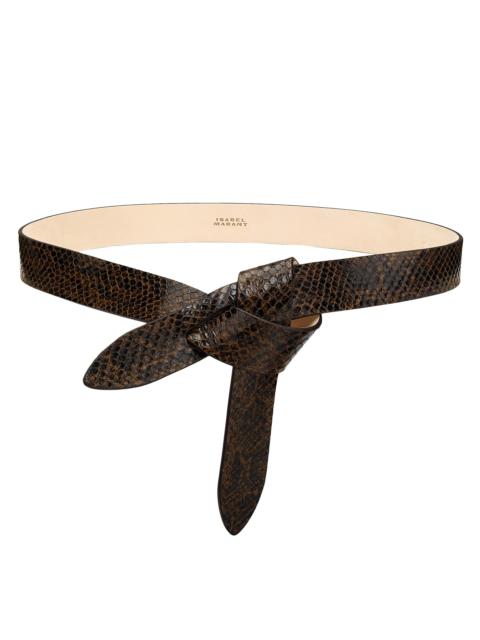 Isabel Marant Women's Lecce Reversible Snake-Embossed Leather Belt - Mocha