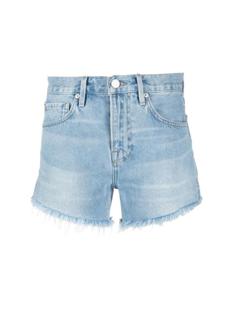 FRAME distressed-hem denim shorts