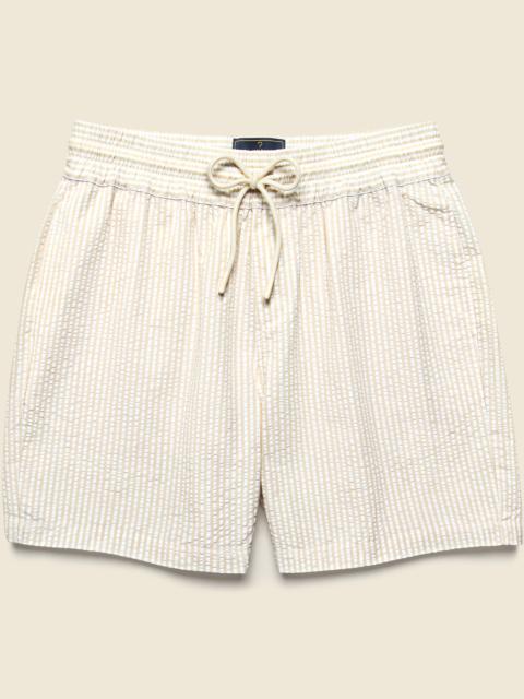 Portuguese Flannel 6" Seersucker Shorts - Sand Stripe