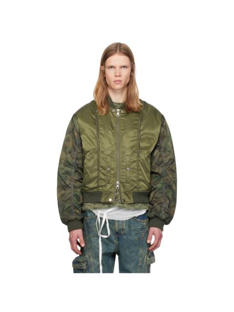 Andersson Bell Khaki Mesh Sleeve Bomber Jacket