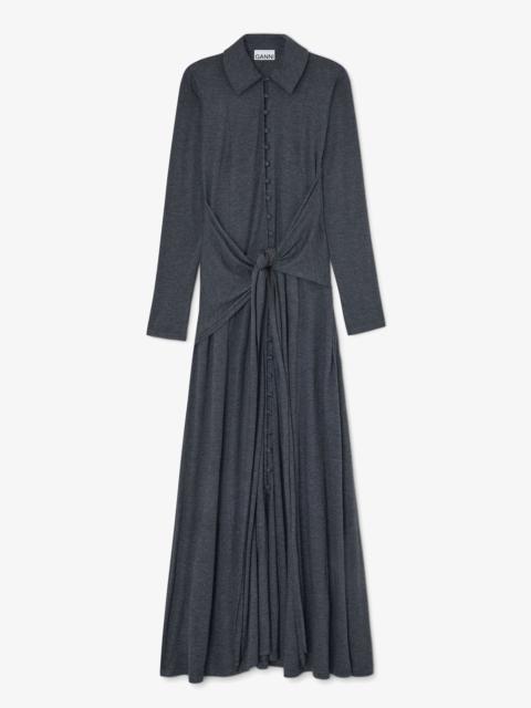 GANNI LONG DRESS IN GREY JERSEY