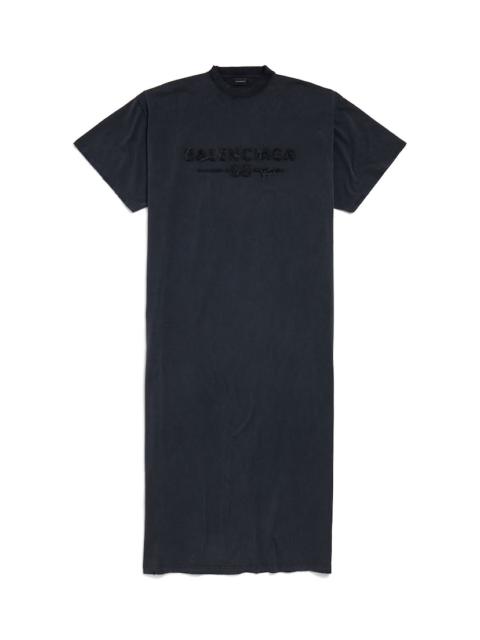 Women's New Year Series 25 - Inside-out T-shirt Dress in Black Faded