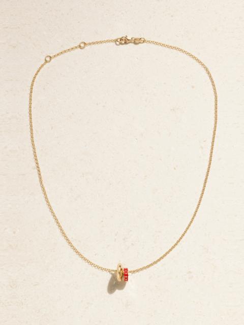 FOUNDRAE Strength + Love Heart Beat 18-karat Gold And Enamel Necklace