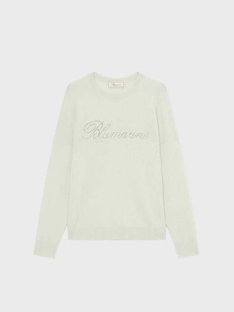 Blumarine CASHMERE SWEATER WITH BLUMARINE RHINESTONE LOGO
