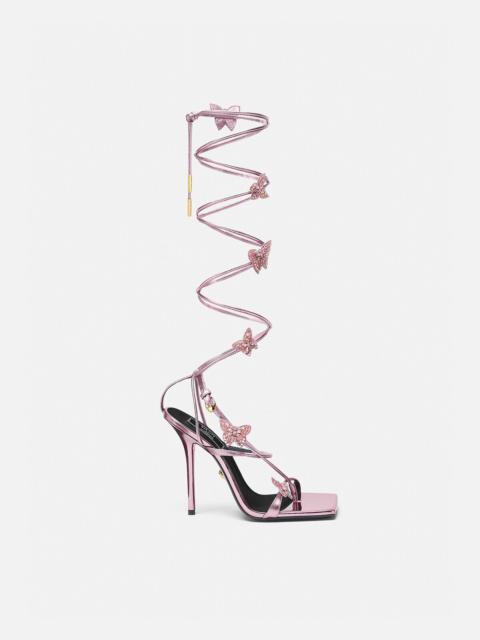 VERSACE Crystal Butterflies Metallic Sandals