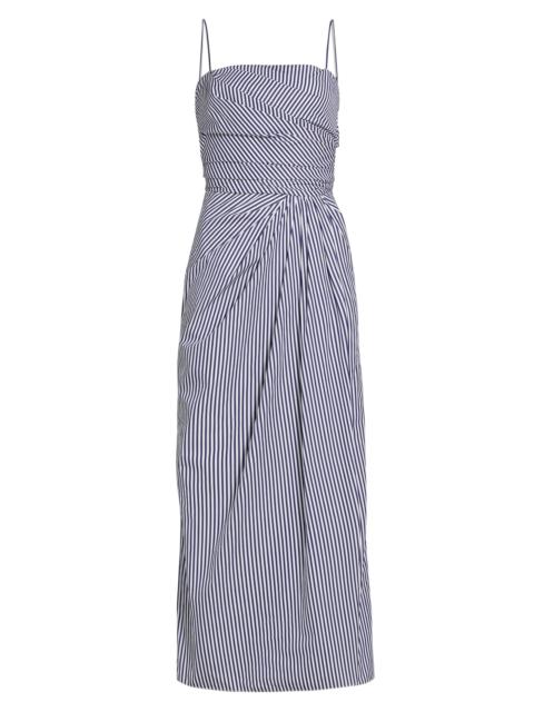 ADAM LIPPES Women's Cari Stripe Poplin Midi-Dress - Navy White