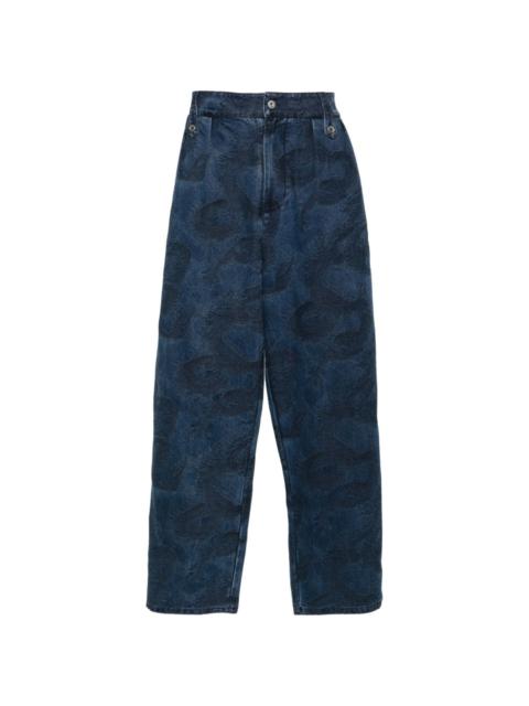 FENG CHEN WANG Dragon-jacquard wide-leg jeans