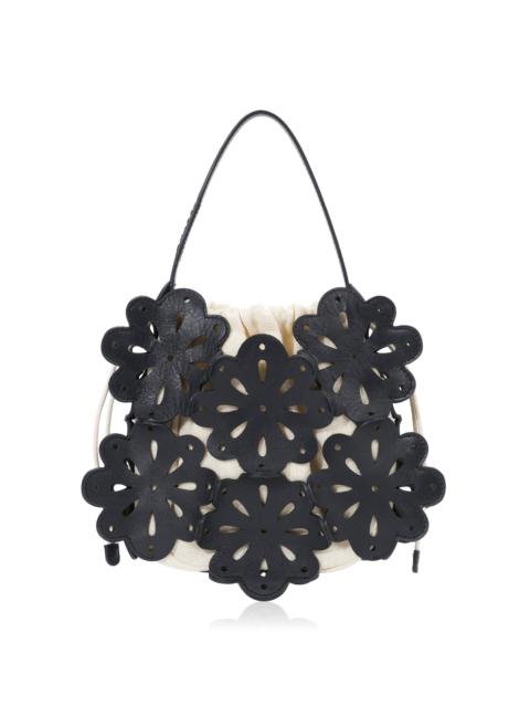 Flora Laser-Cut Leather Basket Bag black