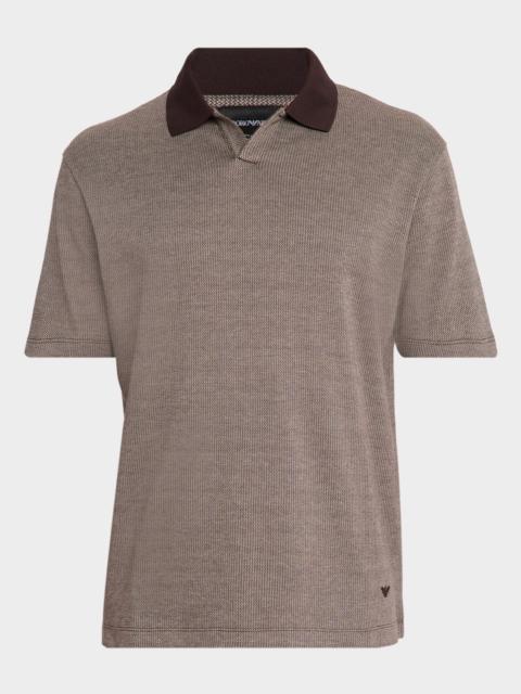 EMPORIO ARMANI Men's Melange Short-Sleeve Polo Shirt