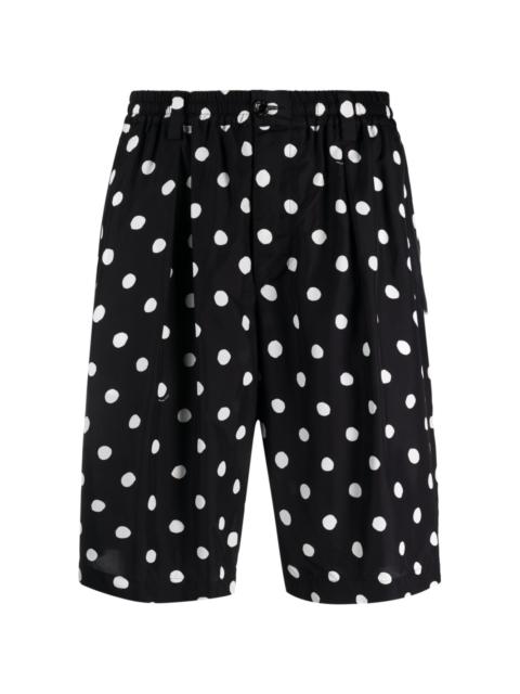 polka dot-print pleated bermuda shorts