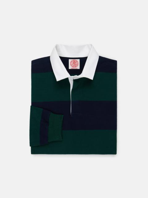 J. PRESS MADE-IN-USA NAVY & GREEN GUARD STRIPE COTTON RUGBY