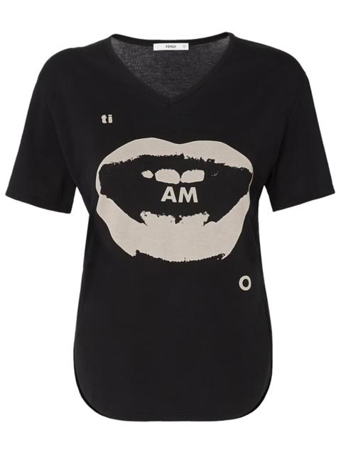 FENDI T-SHIRT IN JERSEY WITH TI AMO PRINT