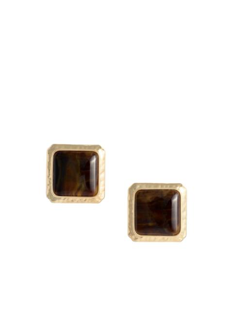self-portrait hammered-effect square earrings