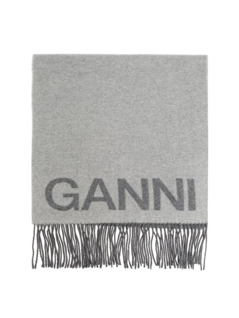 GANNI logo fringe-detailing scarf