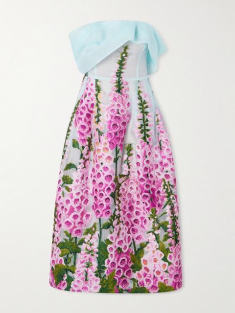 Oscar de la Renta Off-the-shoulder Floral-appliquéd Organza Midi Dress