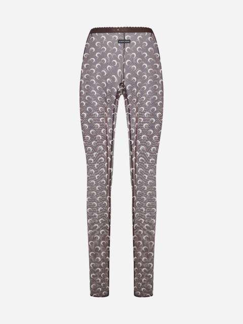 Brown Moon print mesh tights