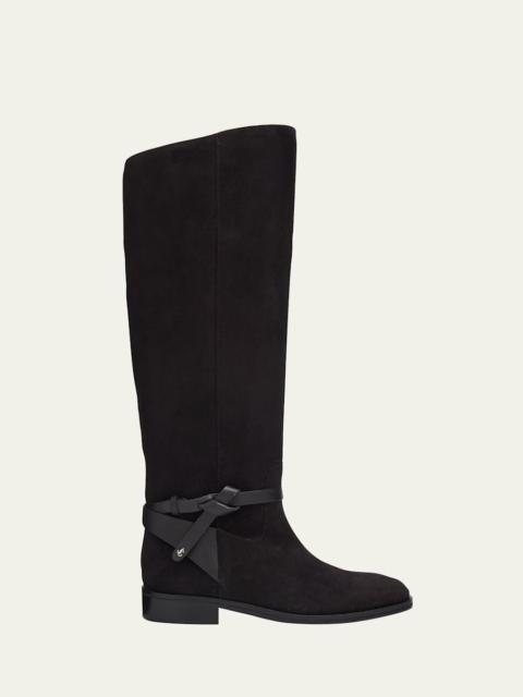 JIMMY CHOO Lawton Flat Suede Knee-High Boots