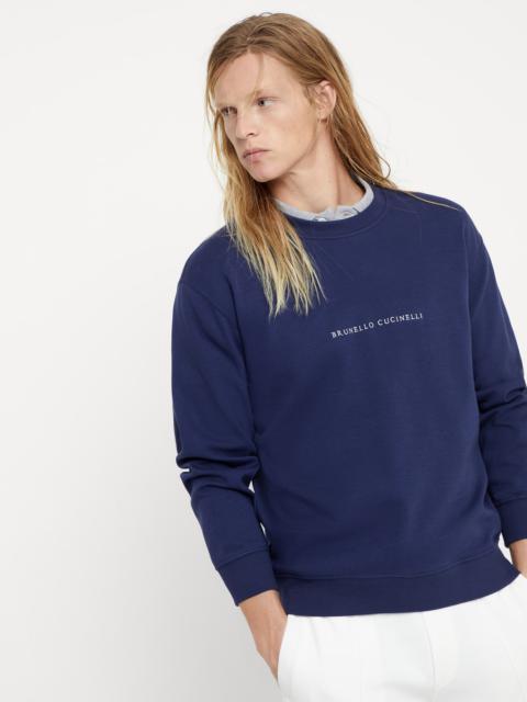 Techno cotton French terry sweatshirt with embroidery