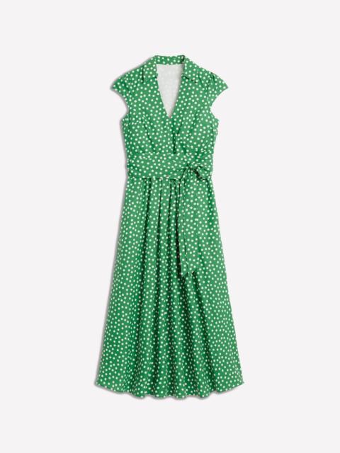 BODEN Julia Cotton Wrap Midi Dress-Highland Green, Painted Dot