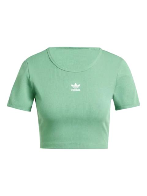 adidas (WMNS) adidas originals Essential Ribbed T-Shirt 'Green White' IY9665