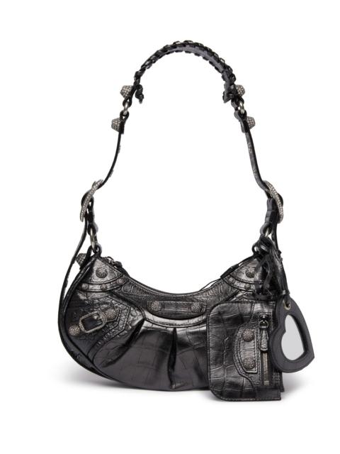 Le Cagole XS Shoulder Bag Crocodile Embossed With Rhinestones