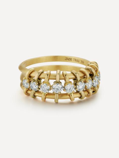 JADE TRAU 18ct Gold Penelope Single Row Floating Diamond Ring